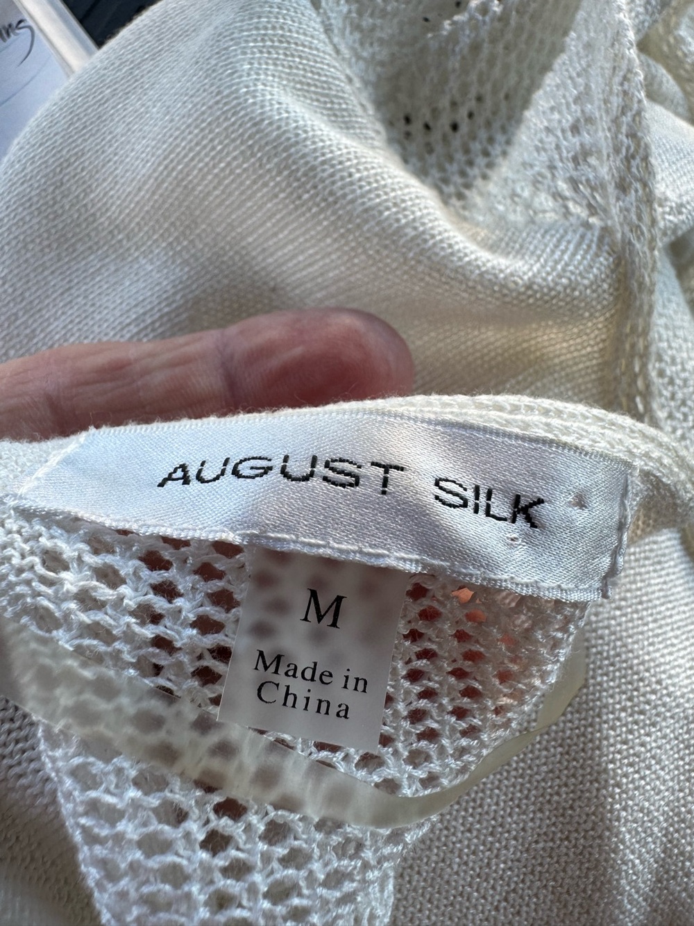 august silk Cream Open-Knit Women's Sweater